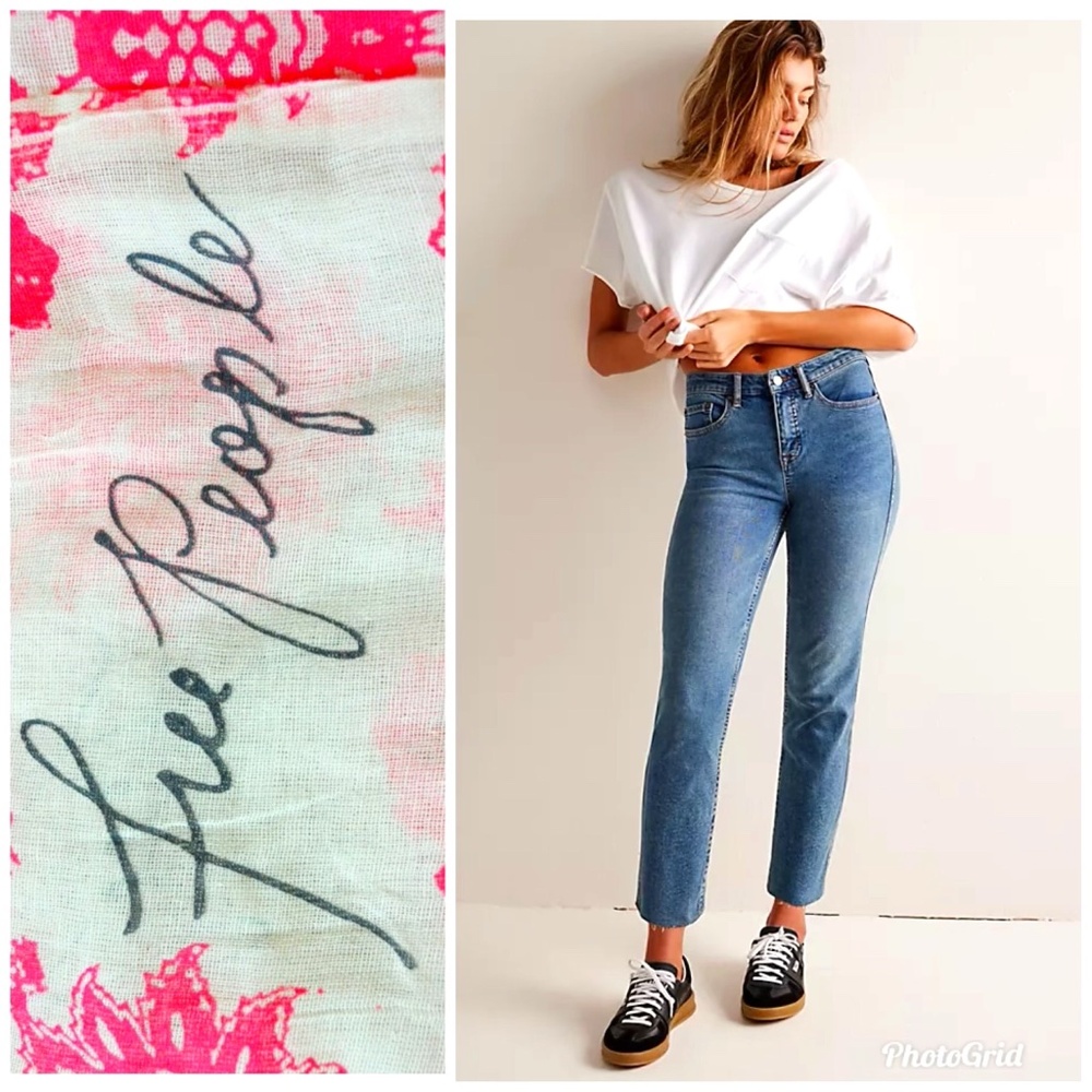 Free People CRVY High-Rise Vintage Straight Jeans in Dark Indigo, Size 28